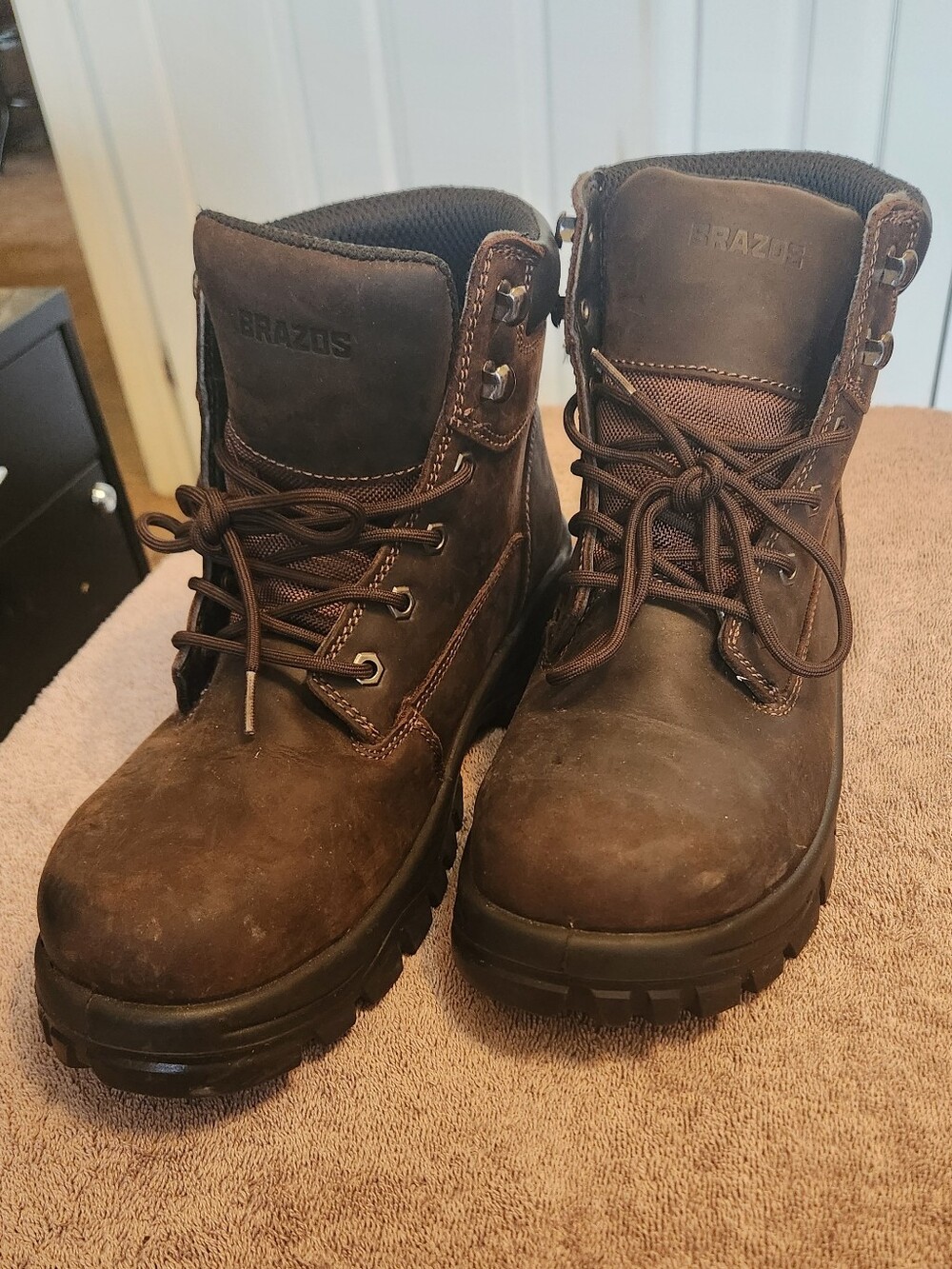 Brazos Men's Brown Steel Toe Waterproof Leather Work Boots